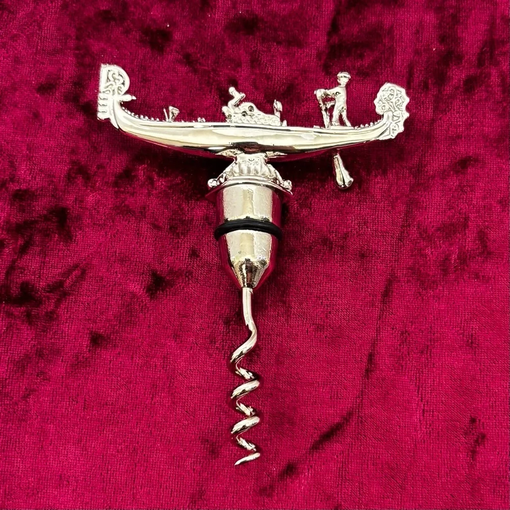Vintage Silver Metal VENICE VENEZIA Italy Gondola Corkscrew Wine Opener Barware